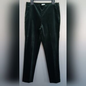 J.Jill Dark Green Velvet Pants Side Zipper Side Pockets Sz 10